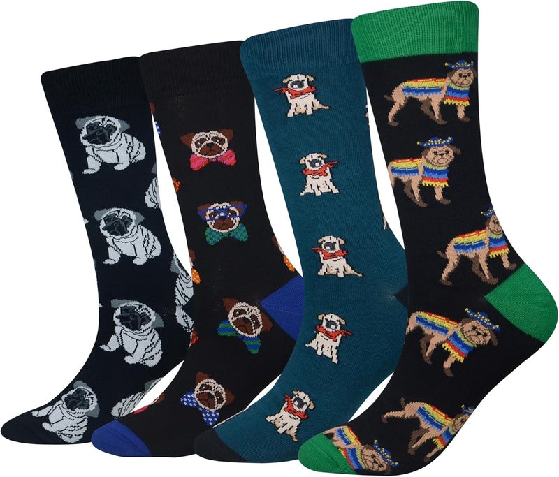 Cansok Men's 2/4 Packs Fun Crazy Novelty Dress Crew Socks - Image 1
